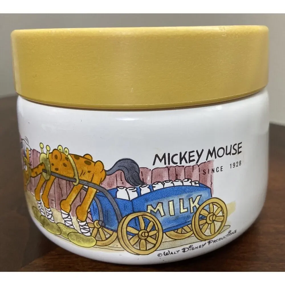 Vintage Mickey Mouse Metal‎ Canister Dish Lid RARE Japan Walt Disney Productions